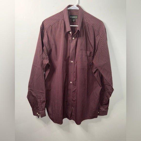 Eddie Bauer Men’s Shirt TXL Red/White Gingham Wrinkle Resistant Long Sleeve - Picture 1 of 5